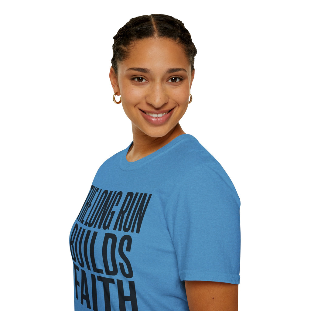 The Long Run Builds Faith Christian Runner T-Shirt