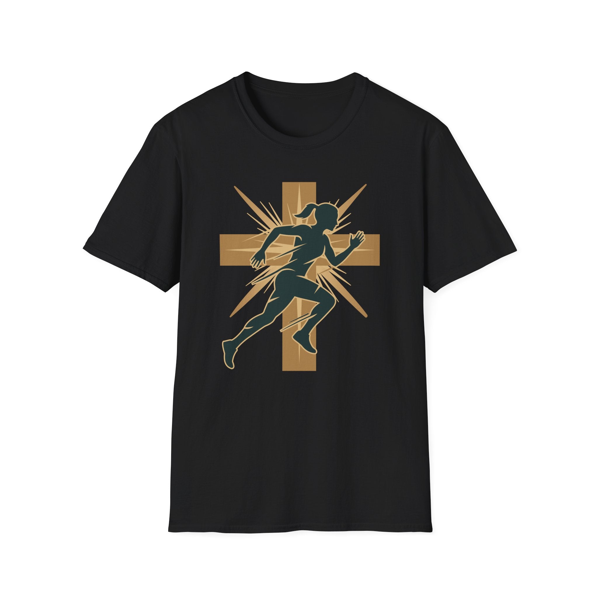 Cross Running Girl Christian Runner T-Shirt