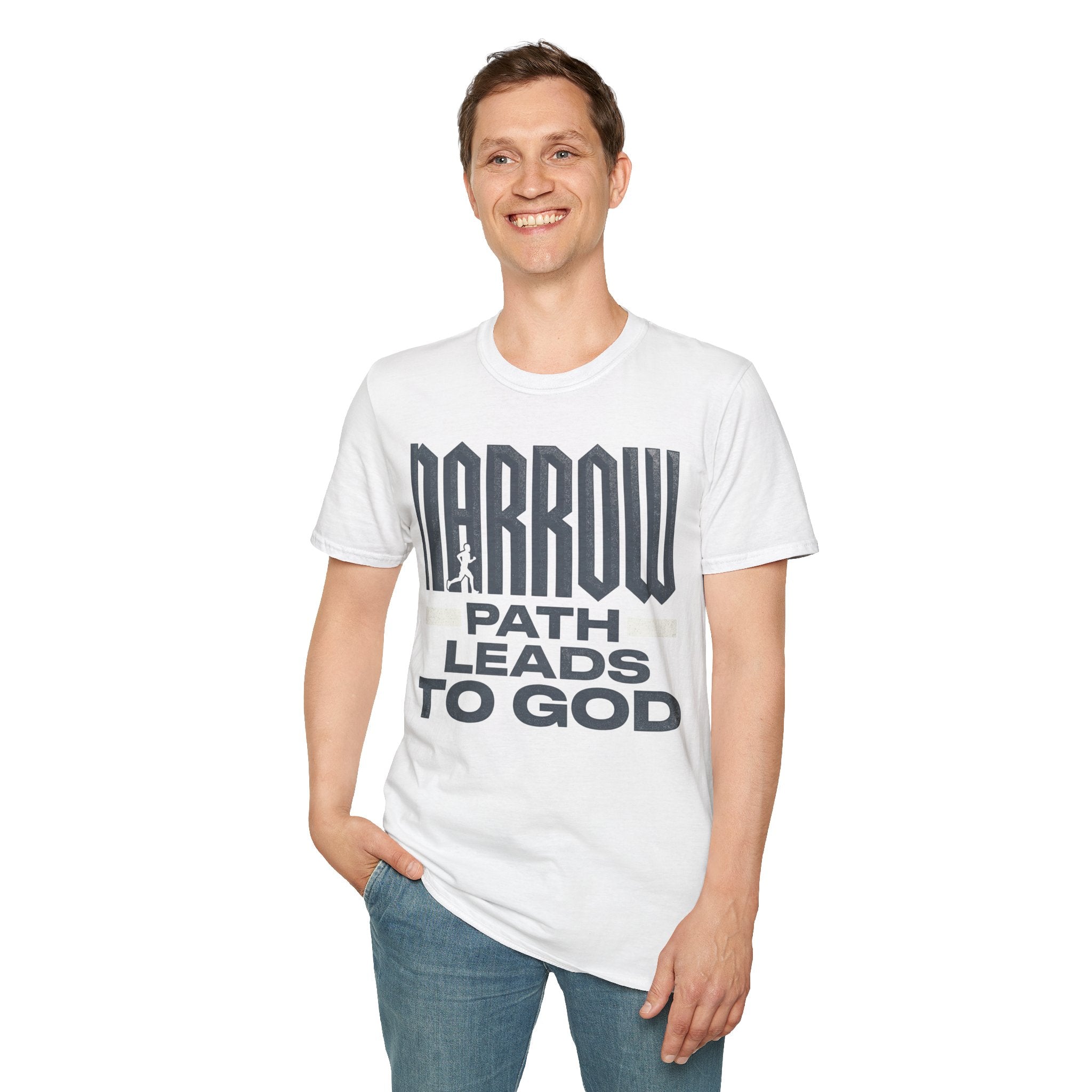 Narrow Path Leads to God Christian Runner T-Shirt (Male)