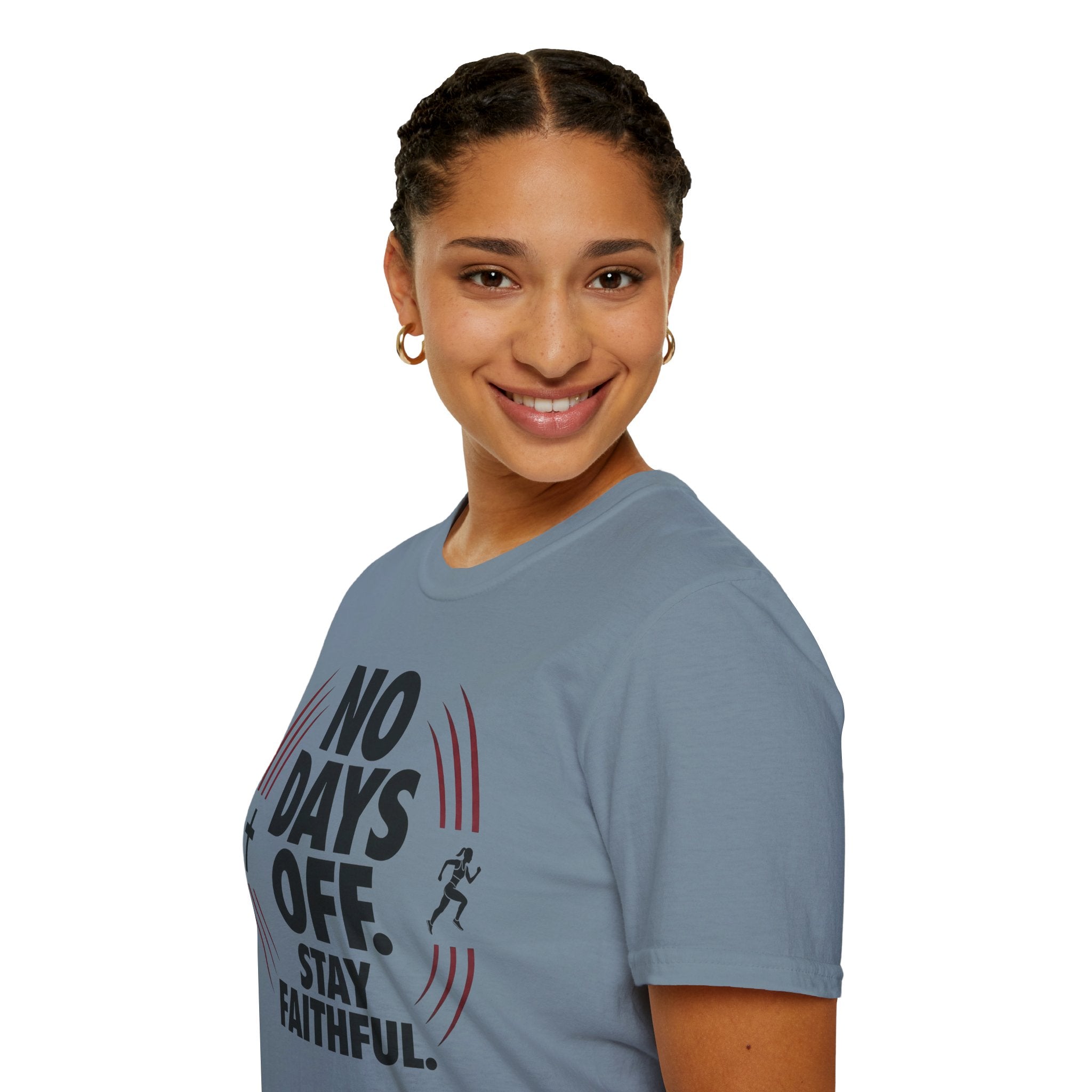 No Days Off Stay Faithful Christian Runner T-Shirt (Female)