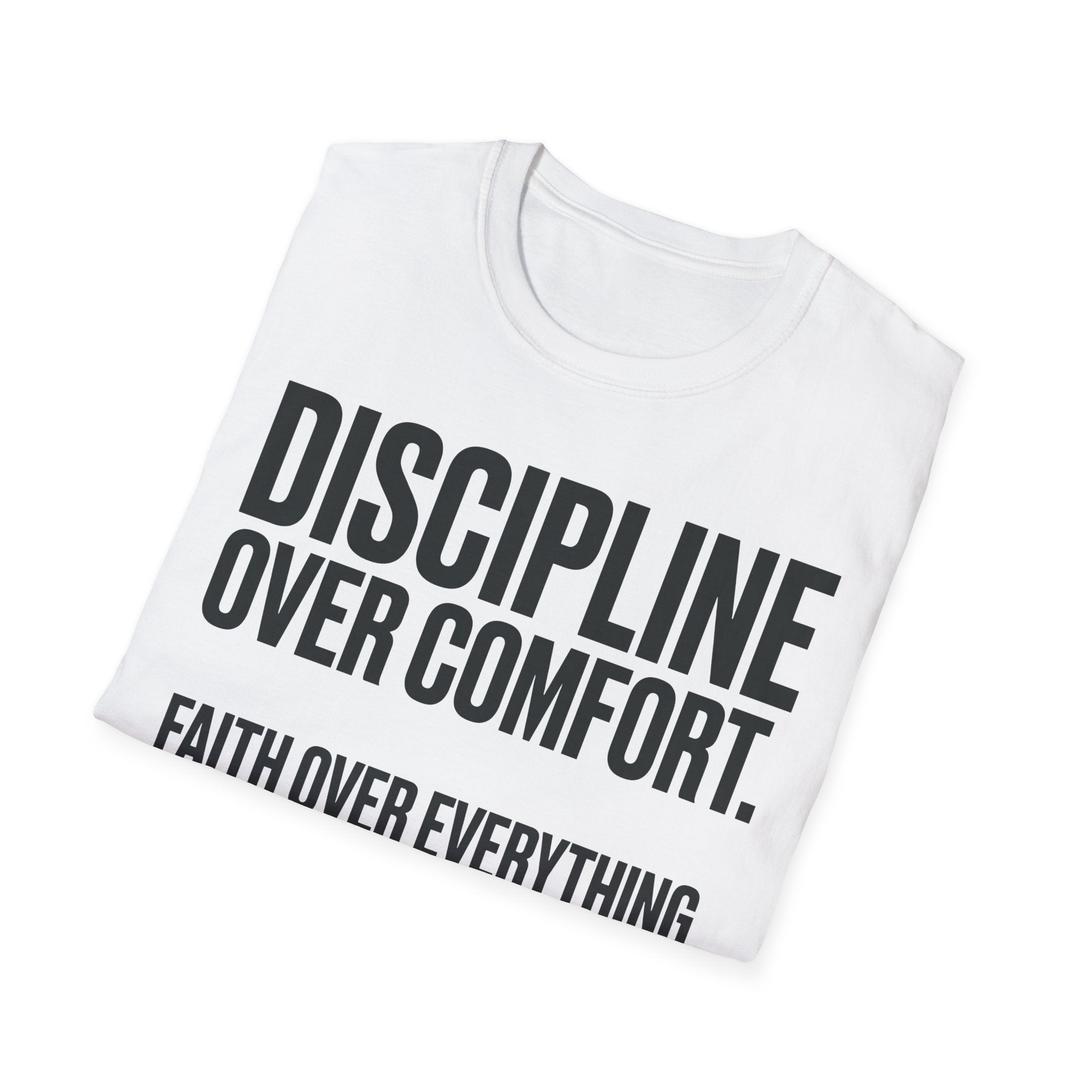 Discipline Over Comfort - Faith Over Everything Christian Runner T-Shirt