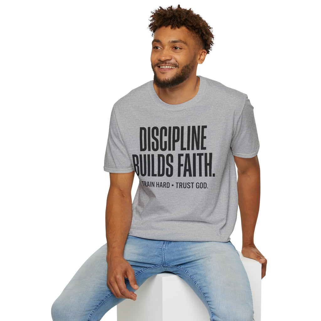 Discipline Builds Faith - Train Hard - Trust God Christian Runner T-Shirt