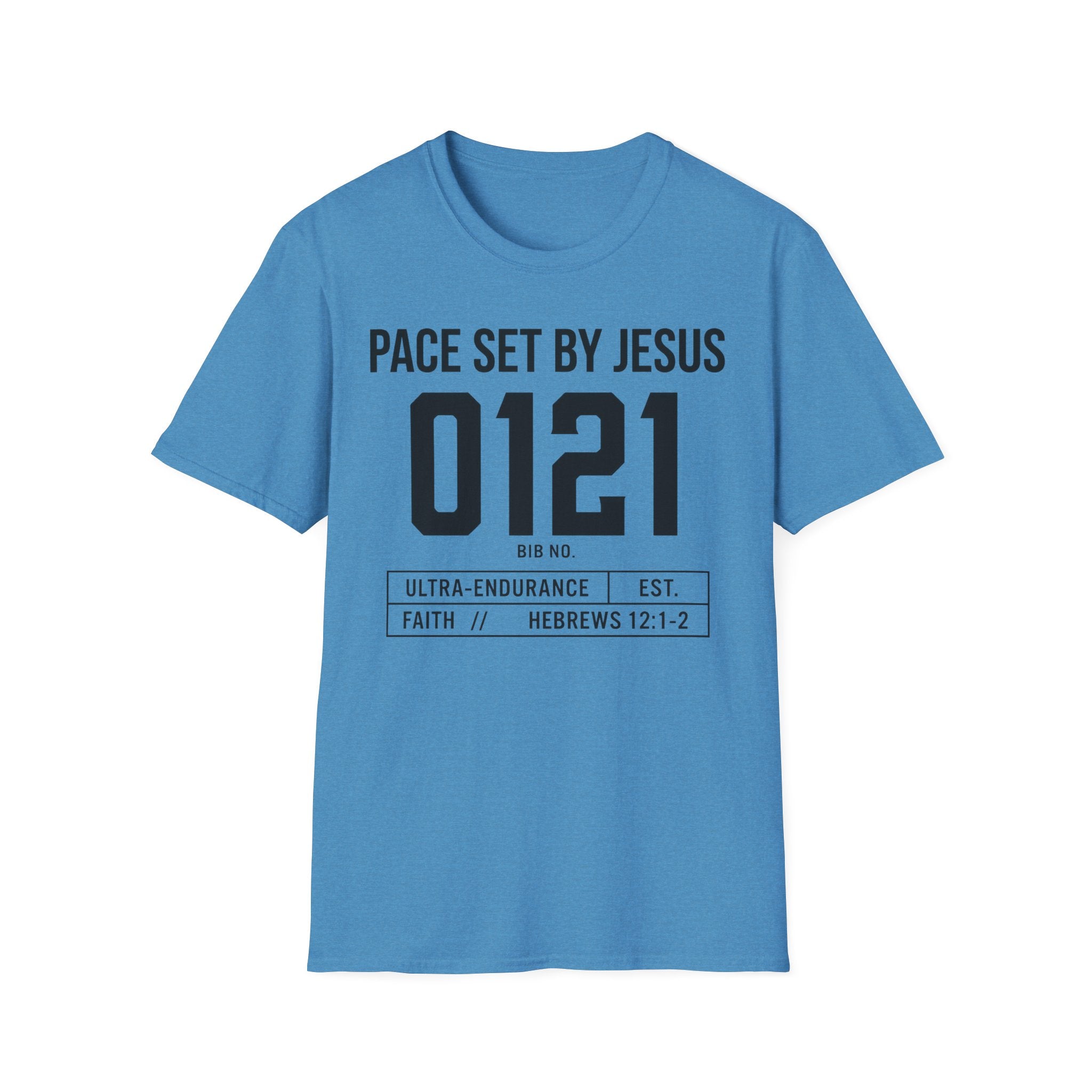 Pace Set by Jesus 0121 Bib Style Christian Runner T-Shirt