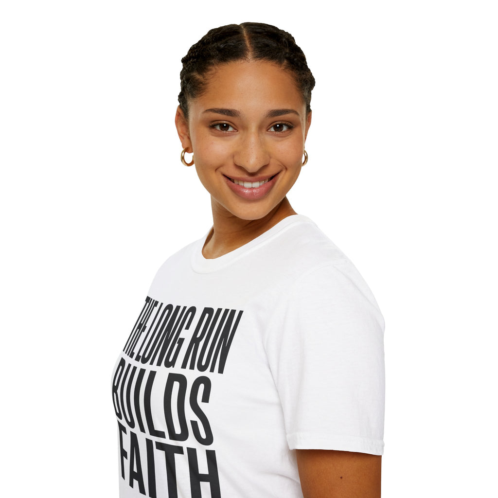 The Long Run Builds Faith Christian Runner T-Shirt