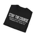 Stay The Course Christian Runner T-Shirt (Straight Text)