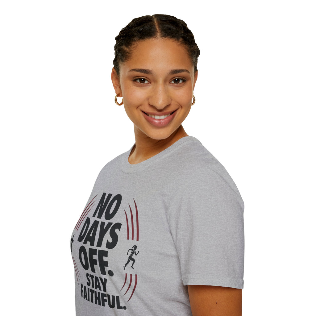 No Days Off Stay Faithful Christian Runner T-Shirt (Female)