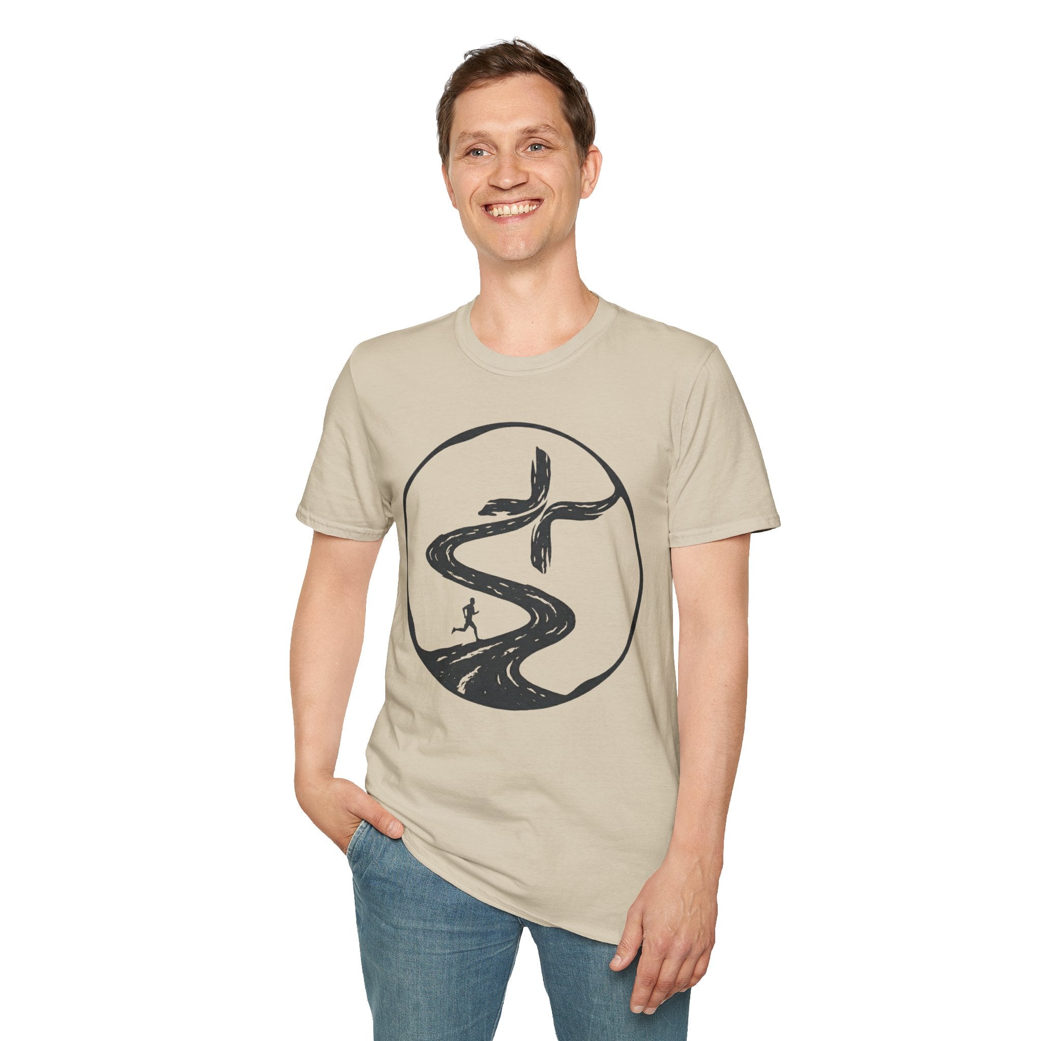 Winding Road to the Cross Christian Runner T-Shirt (Male)