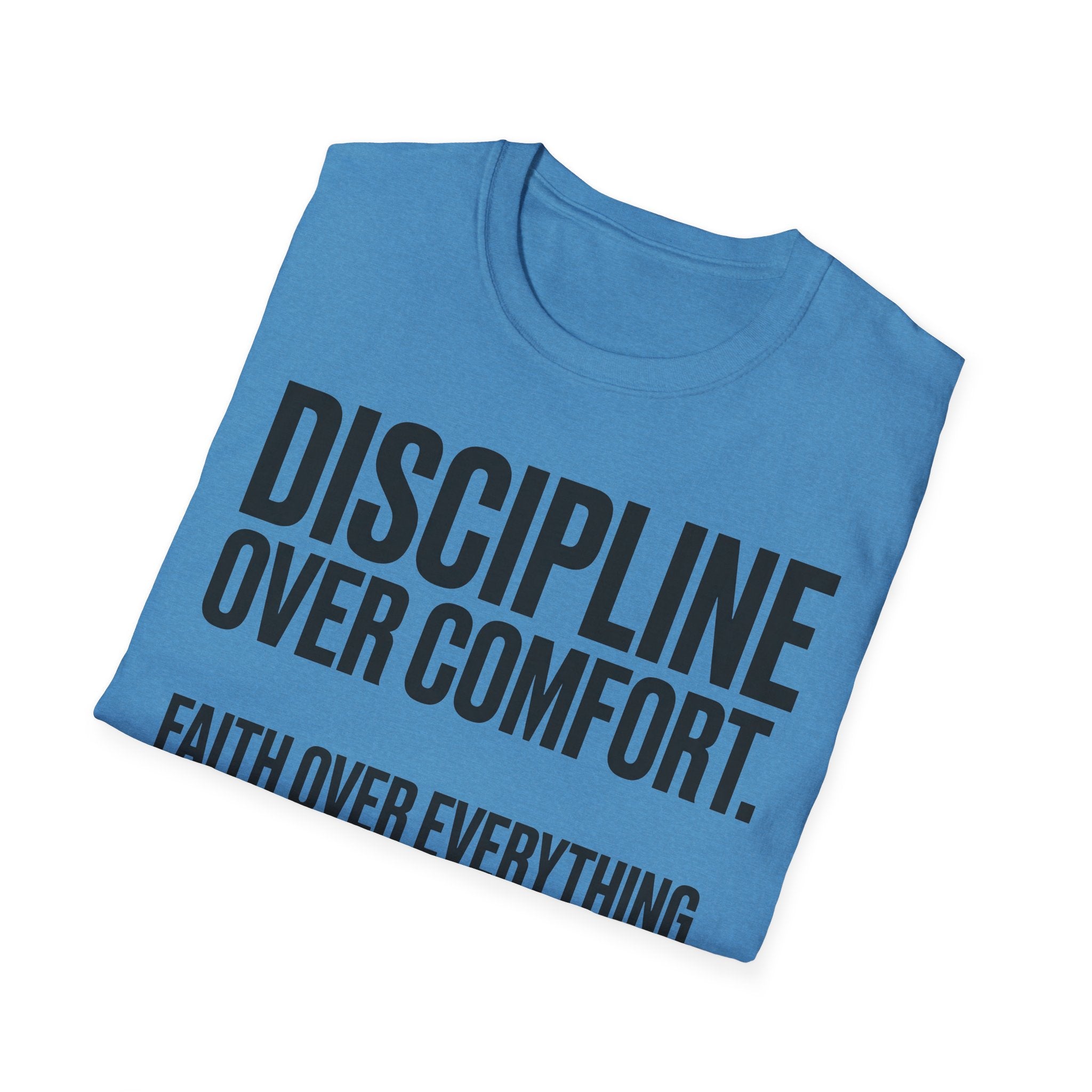 Discipline Over Comfort - Faith Over Everything Christian Runner T-Shirt