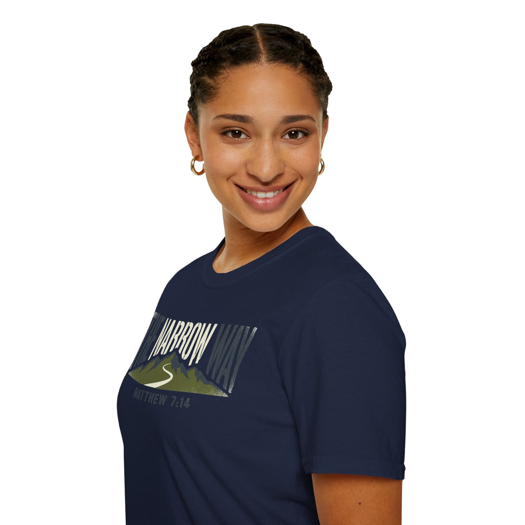 The Narrow Way - Matthew 7:14 Christian Runner T-Shirt