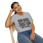 Run Hard Trust God Keep the Faith Christian Runner T-Shirt