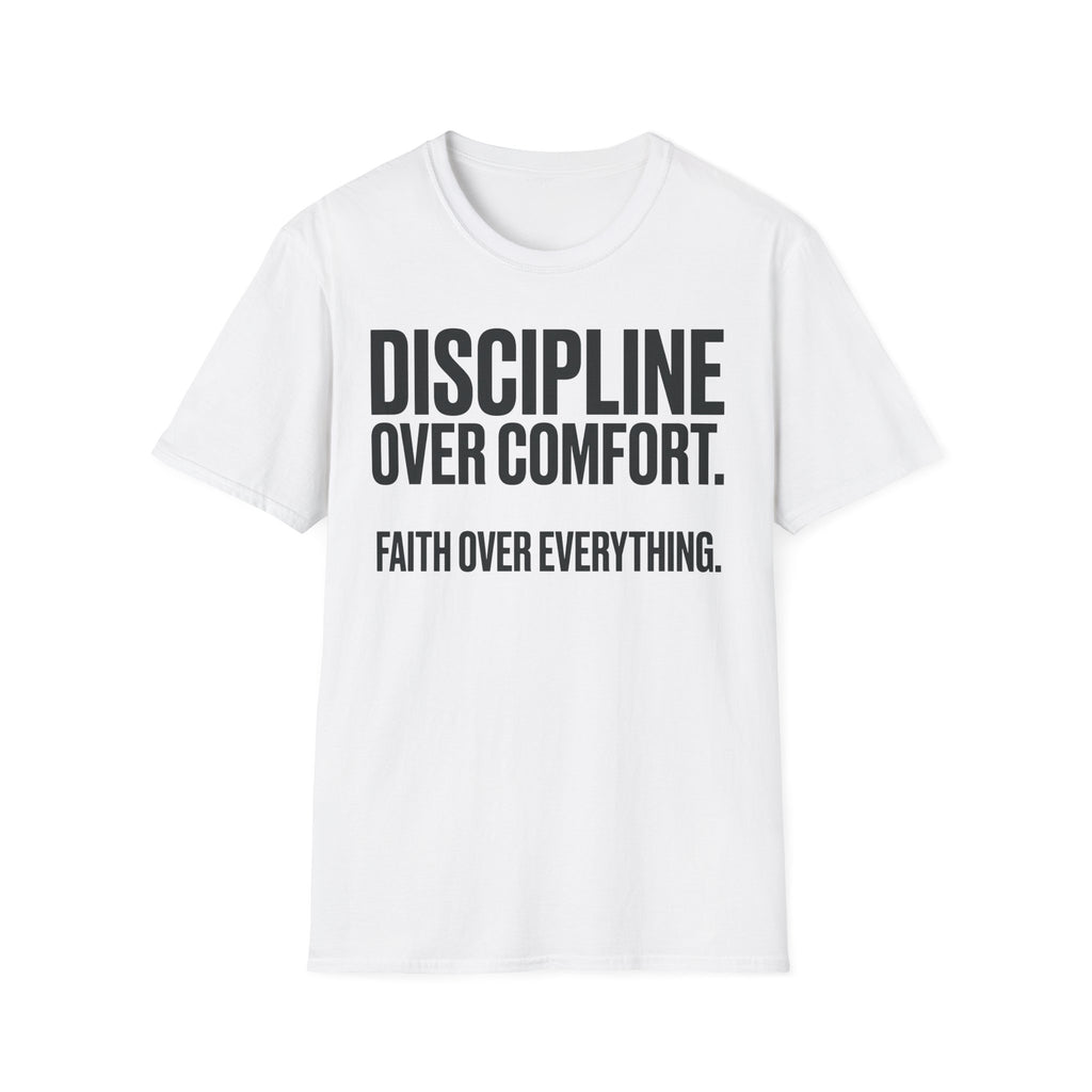 Discipline Over Comfort - Faith Over Everything Christian Runner T-Shirt