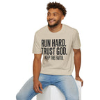 Run Hard Trust God Keep the Faith Christian Runner T-Shirt