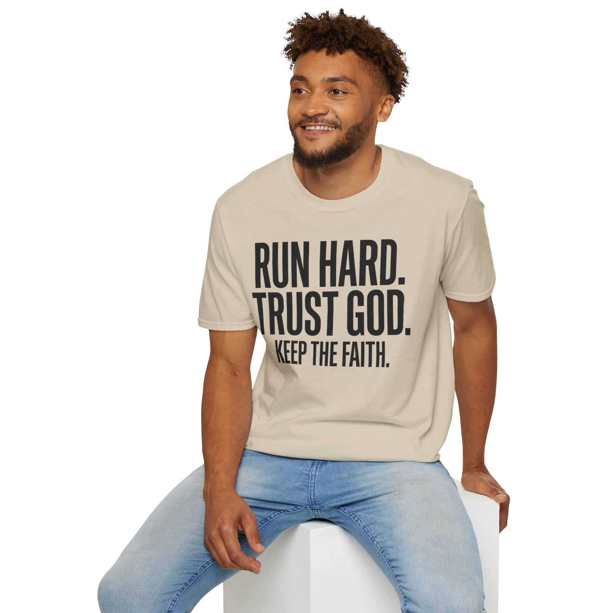 Run Hard Trust God Keep the Faith Christian Runner T-Shirt