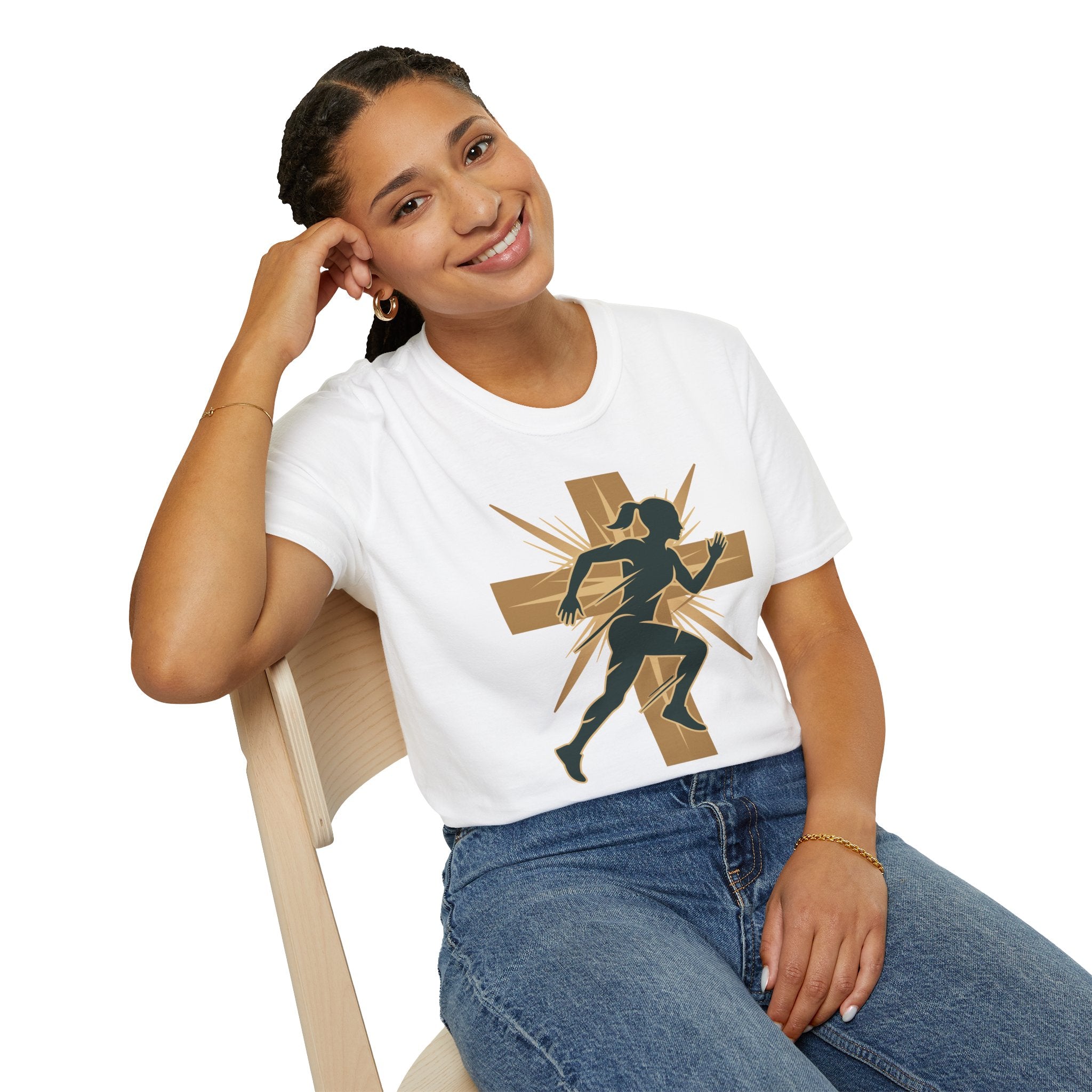 Cross Running Girl Christian Runner T-Shirt