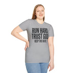 Run Hard Trust God Keep the Faith Christian Runner T-Shirt