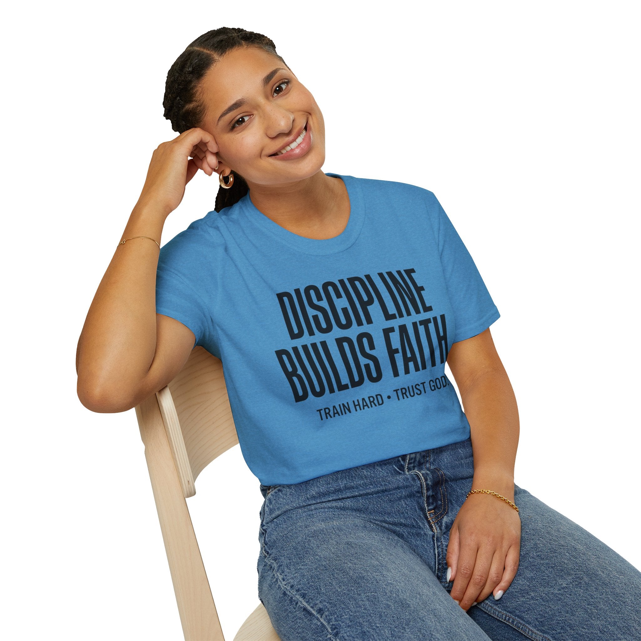 Discipline Builds Faith - Train Hard - Trust God Christian Runner T-Shirt