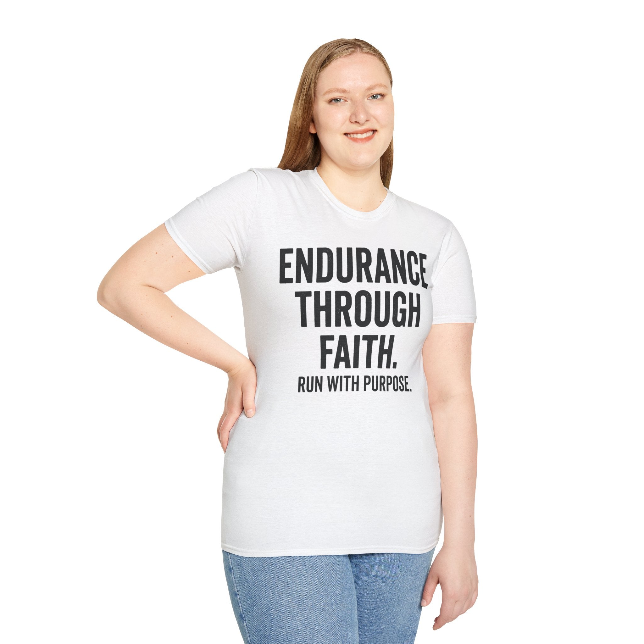 Endurance Through Faith - Run with Purpose Christian Runner T-Shirt