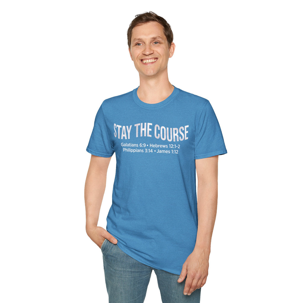 Stay The Course Bible Verse Christian Runner T-Shirt (Curvy Text)
