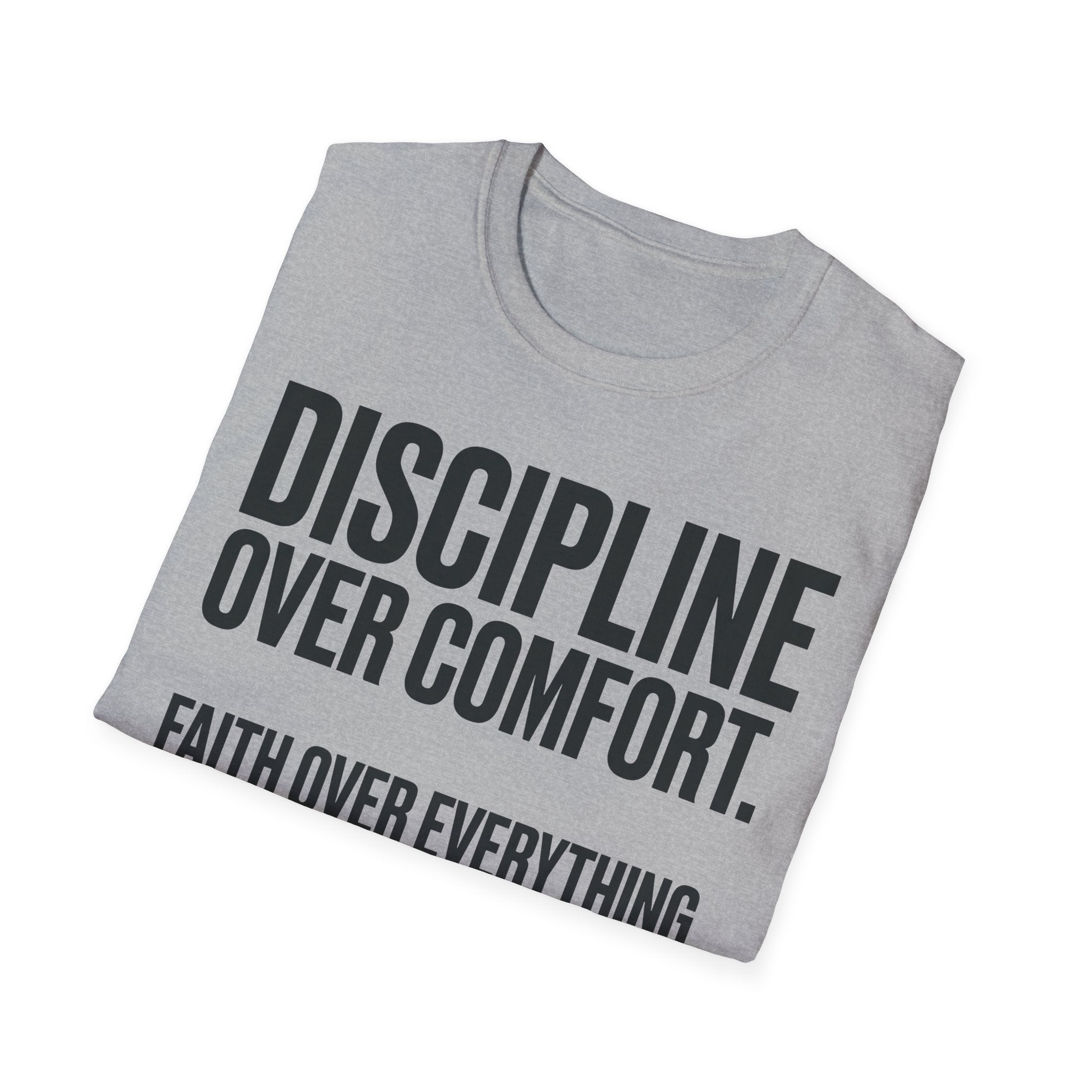 Discipline Over Comfort - Faith Over Everything Christian Runner T-Shirt