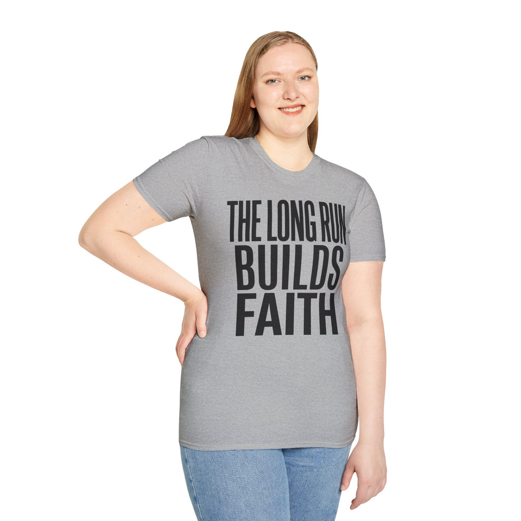 The Long Run Builds Faith Christian Runner T-Shirt