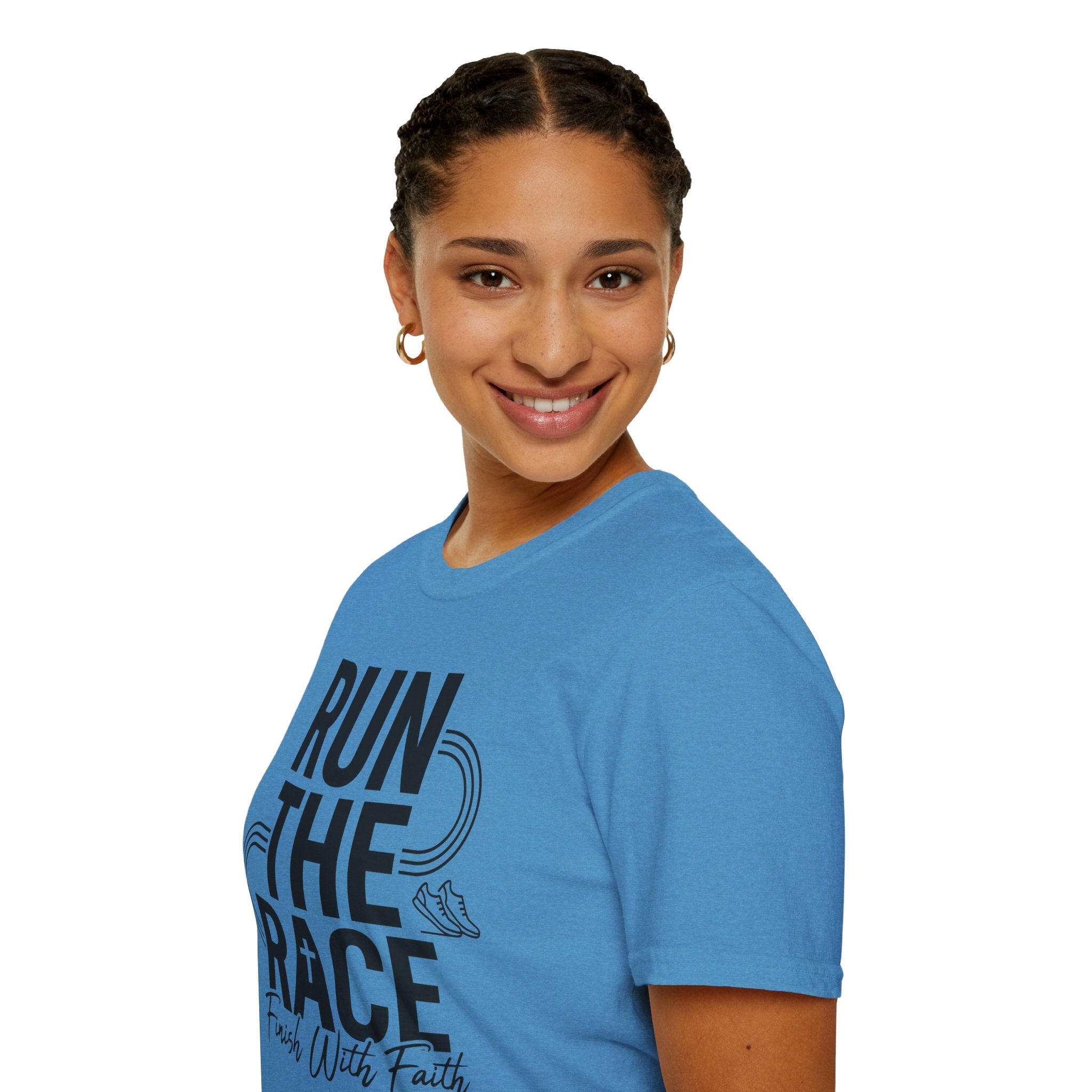 Run the Race - Finish with Faith Christian Runner T-Shirt