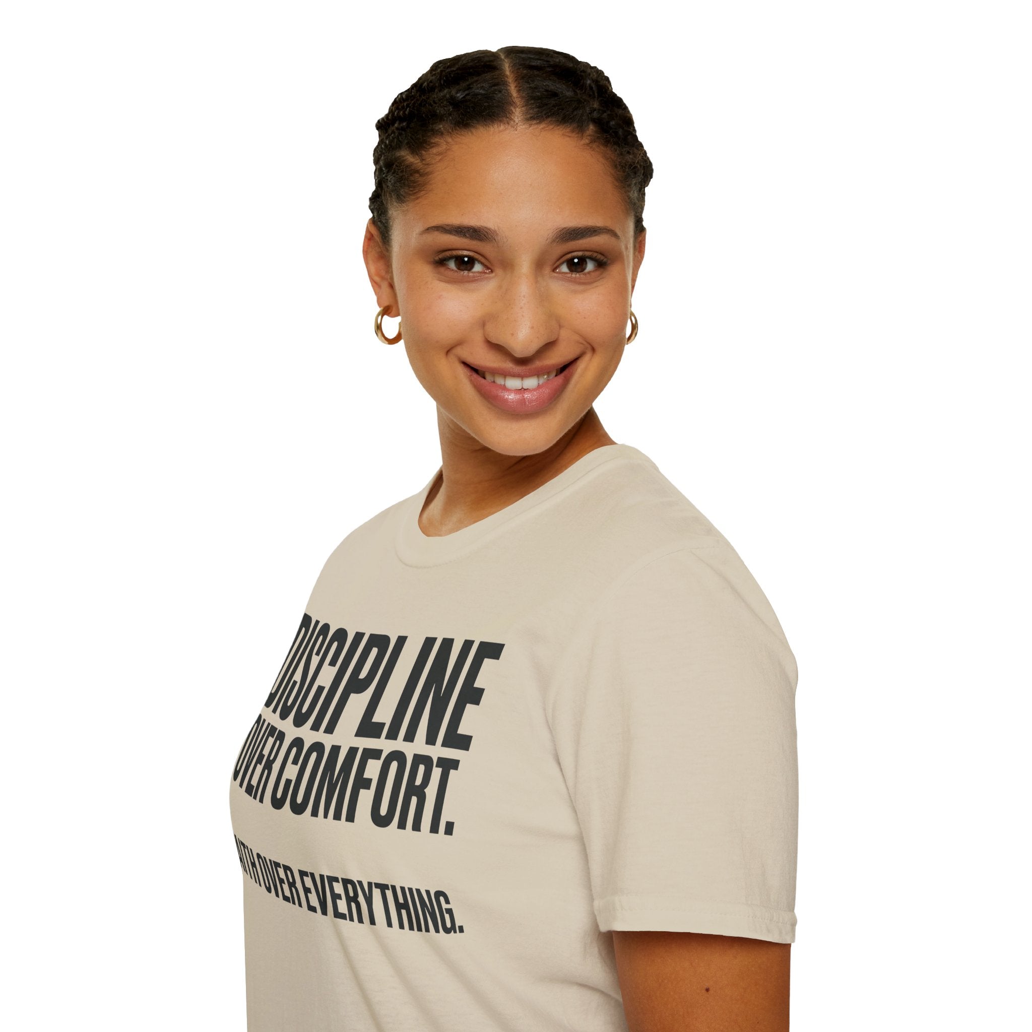 Discipline Over Comfort - Faith Over Everything Christian Runner T-Shirt