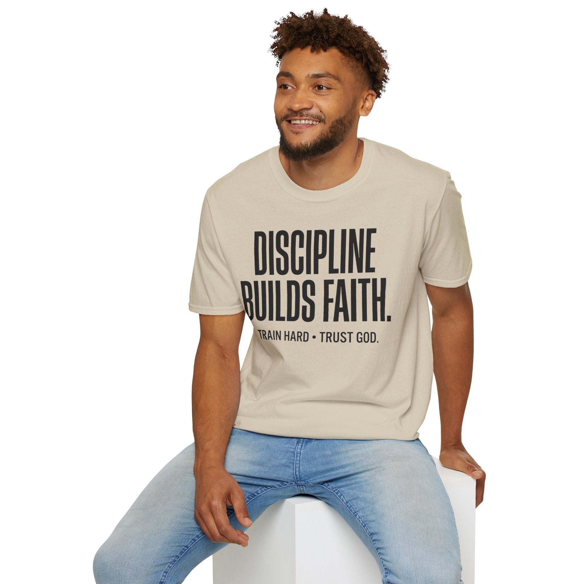 Discipline Builds Faith - Train Hard - Trust God Christian Runner T-Shirt