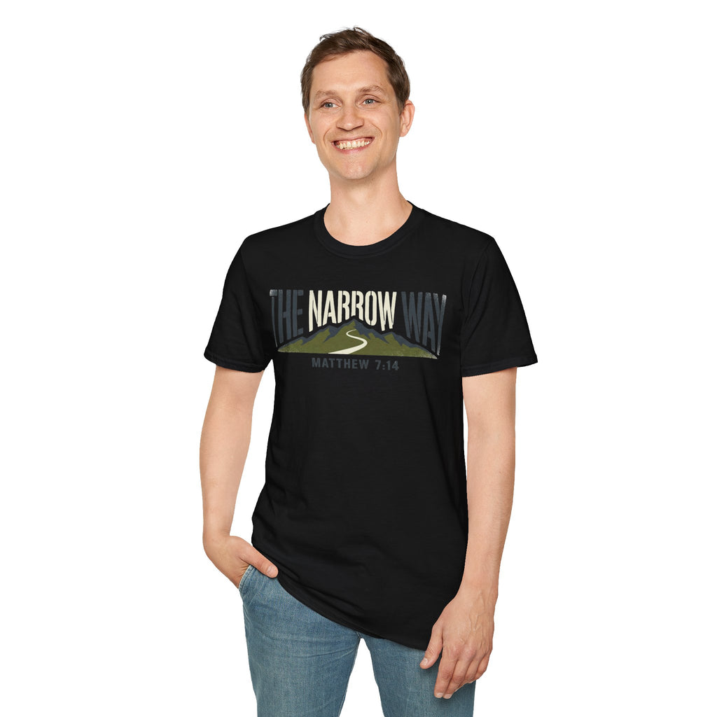 The Narrow Way - Matthew 7:14 Christian Runner T-Shirt