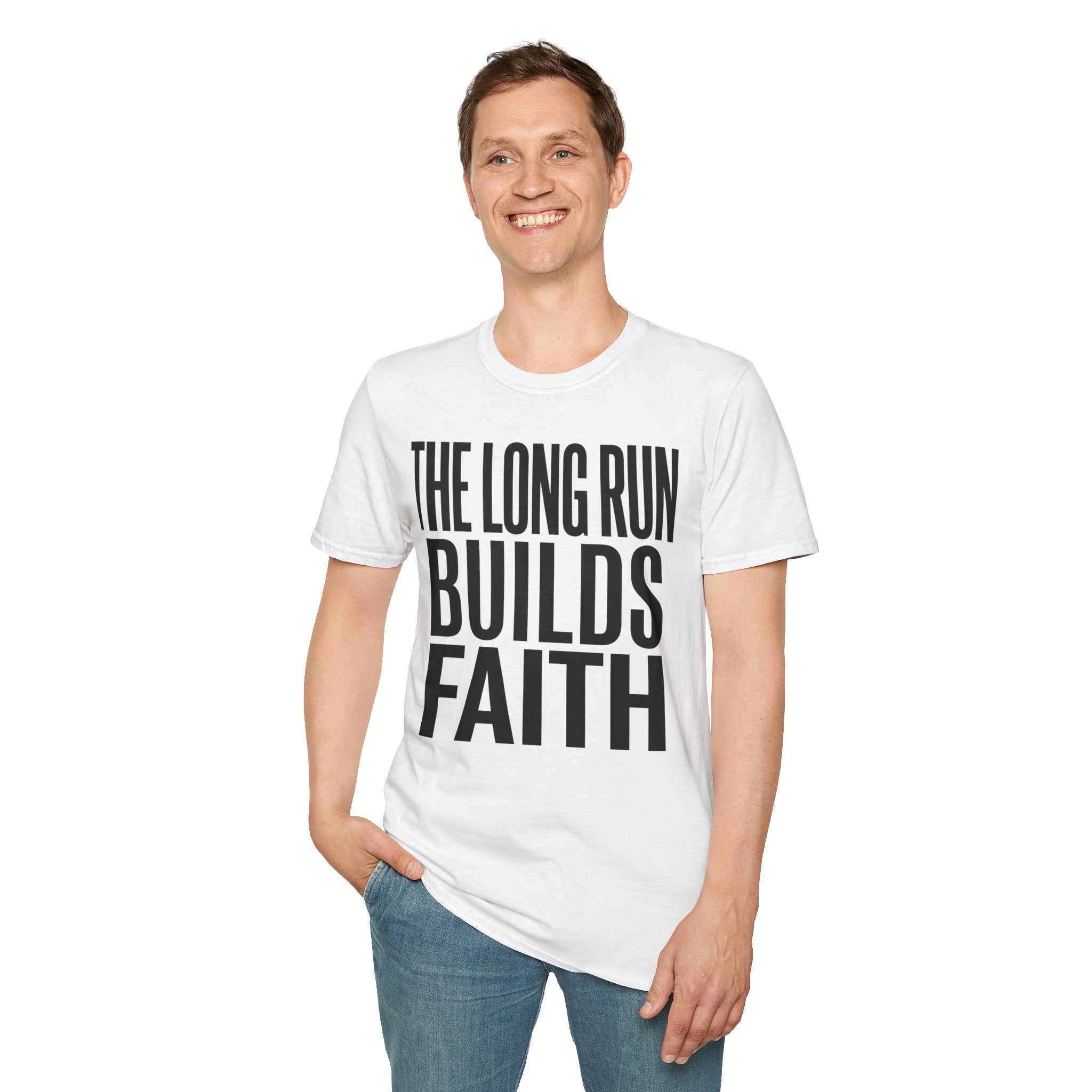 The Long Run Builds Faith Christian Runner T-Shirt