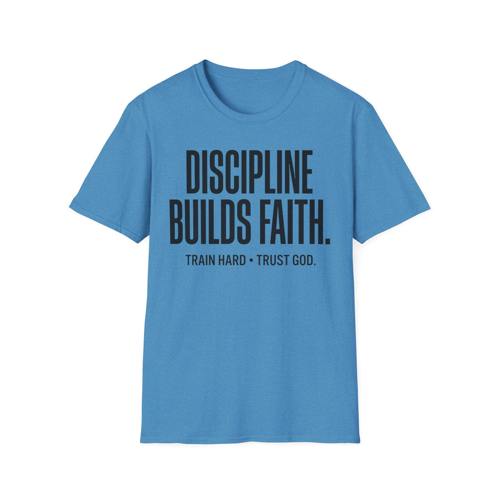 Discipline Builds Faith - Train Hard - Trust God Christian Runner T-Shirt