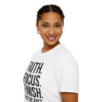 Faith Focus Finish - Run the Race Christian Runner T-Shirt