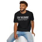 Stay The Course Christian Runner T-Shirt (Straight Text)