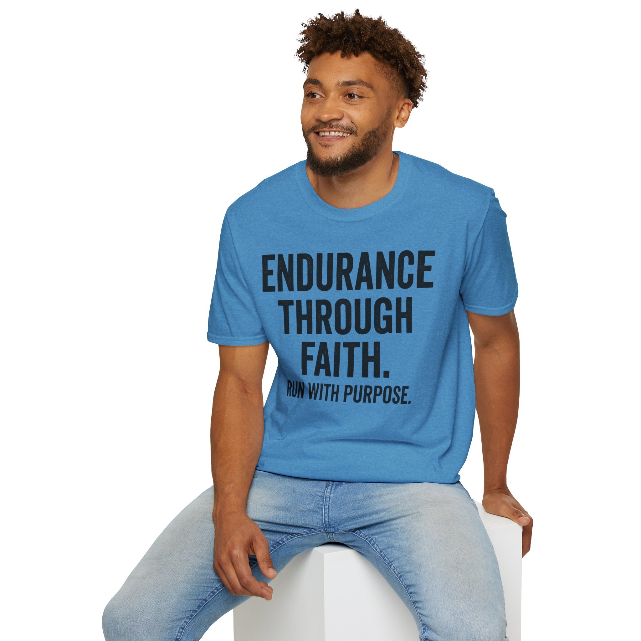 Endurance Through Faith - Run with Purpose Christian Runner T-Shirt
