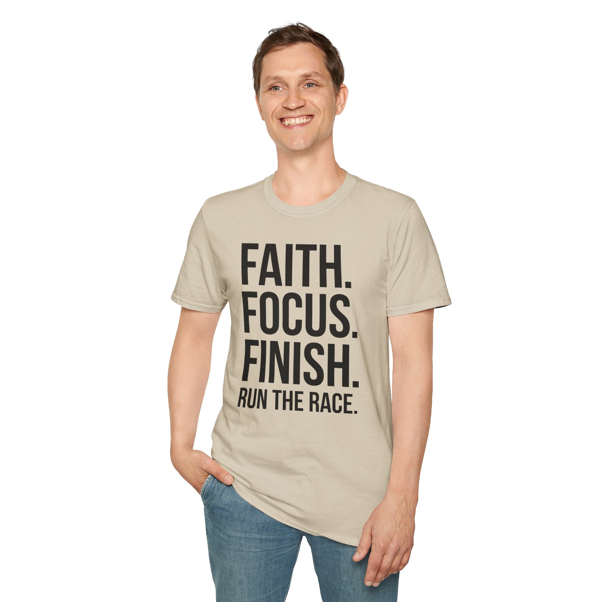 Faith Focus Finish - Run the Race Christian Runner T-Shirt