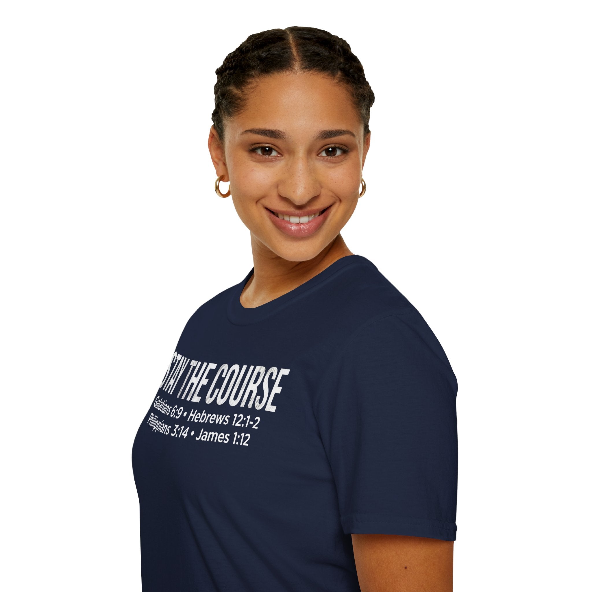 Stay The Course Christian Runner T-Shirt (Straight Text)