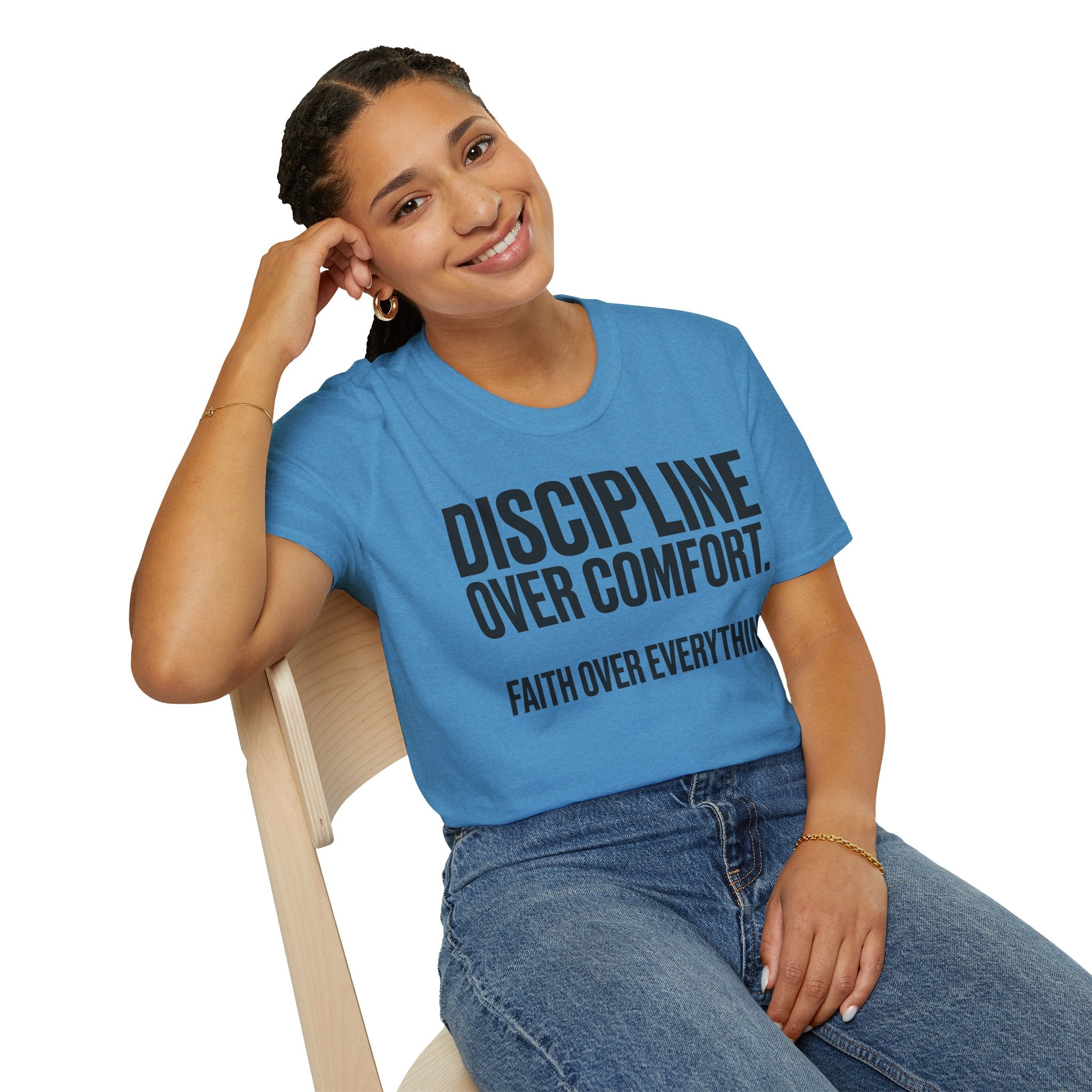 Discipline Over Comfort - Faith Over Everything Christian Runner T-Shirt