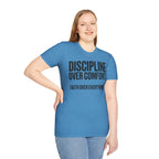 Discipline Over Comfort - Faith Over Everything Christian Runner T-Shirt