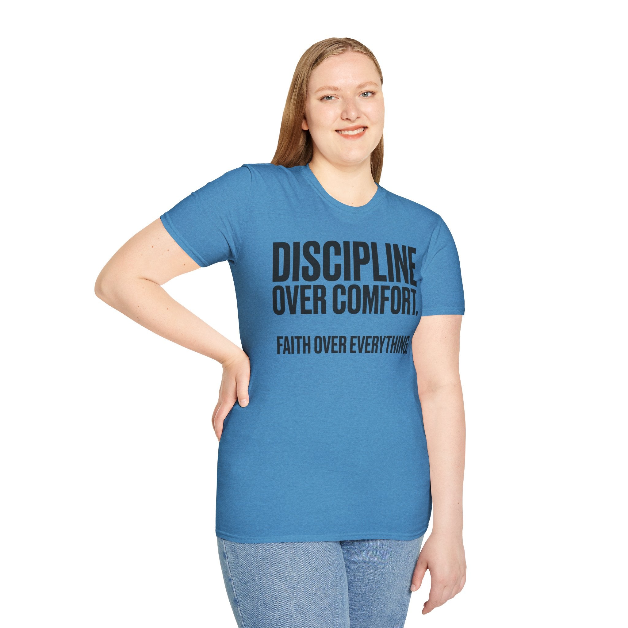 Discipline Over Comfort - Faith Over Everything Christian Runner T-Shirt