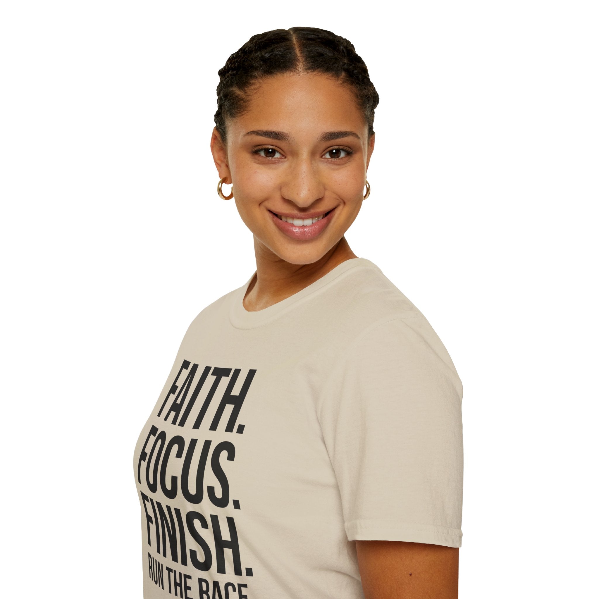 Faith Focus Finish - Run the Race Christian Runner T-Shirt