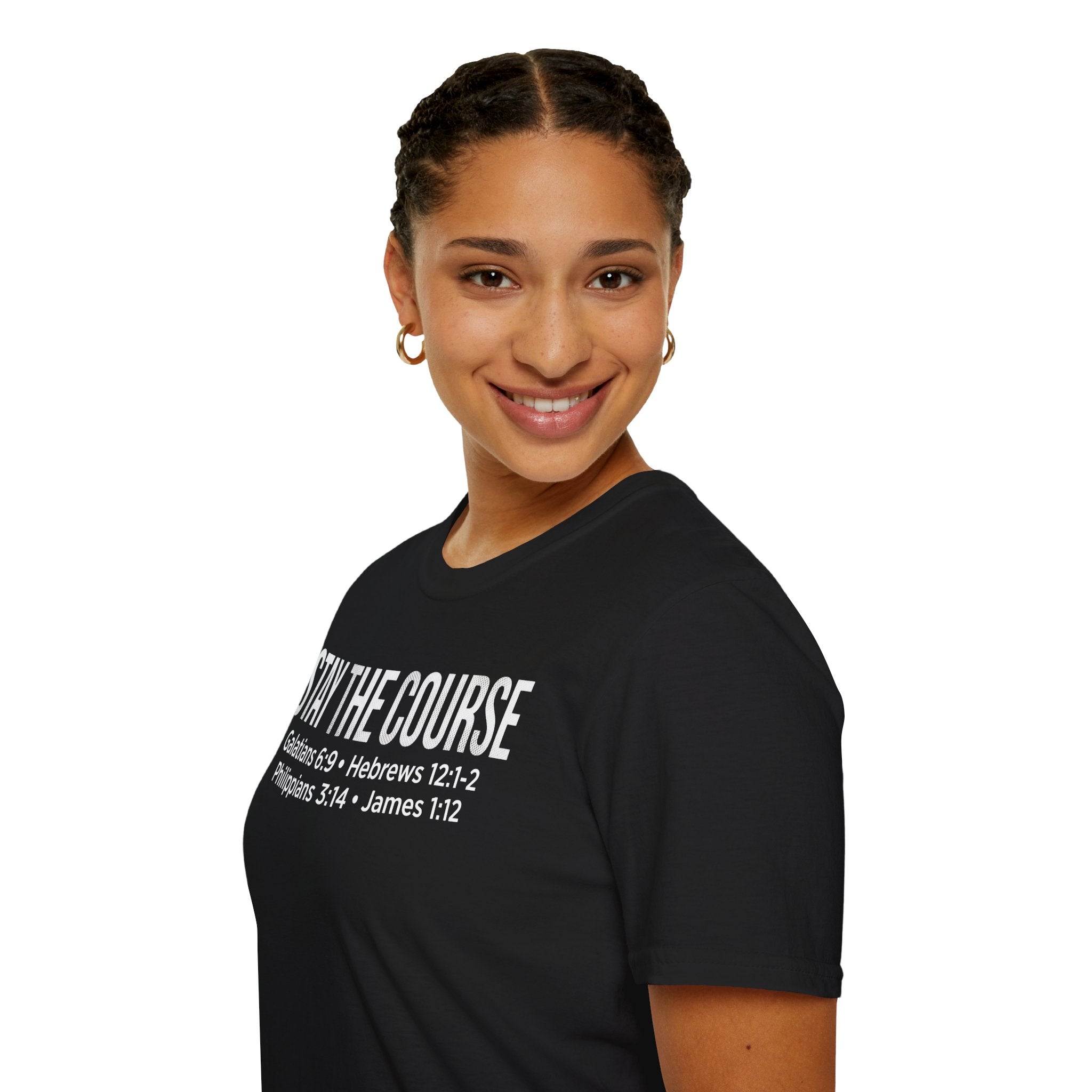 Stay The Course Christian Runner T-Shirt (Straight Text)