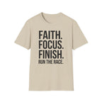 Faith Focus Finish - Run the Race Christian Runner T-Shirt