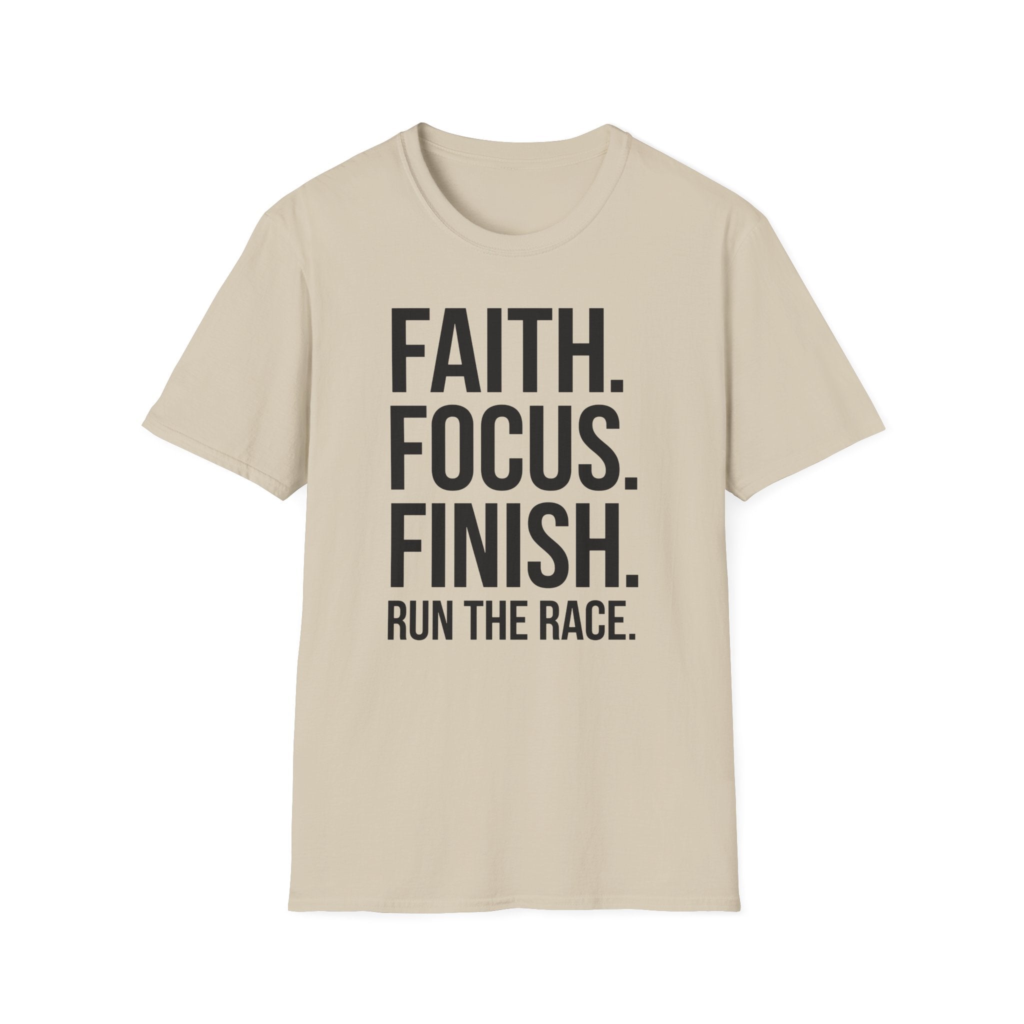 Faith Focus Finish - Run the Race Christian Runner T-Shirt