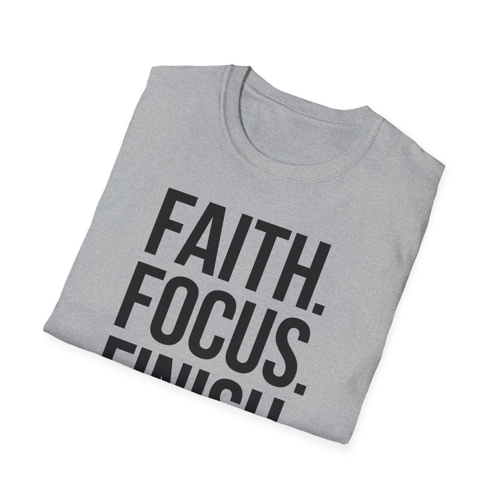 Faith Focus Finish - Run the Race Christian Runner T-Shirt