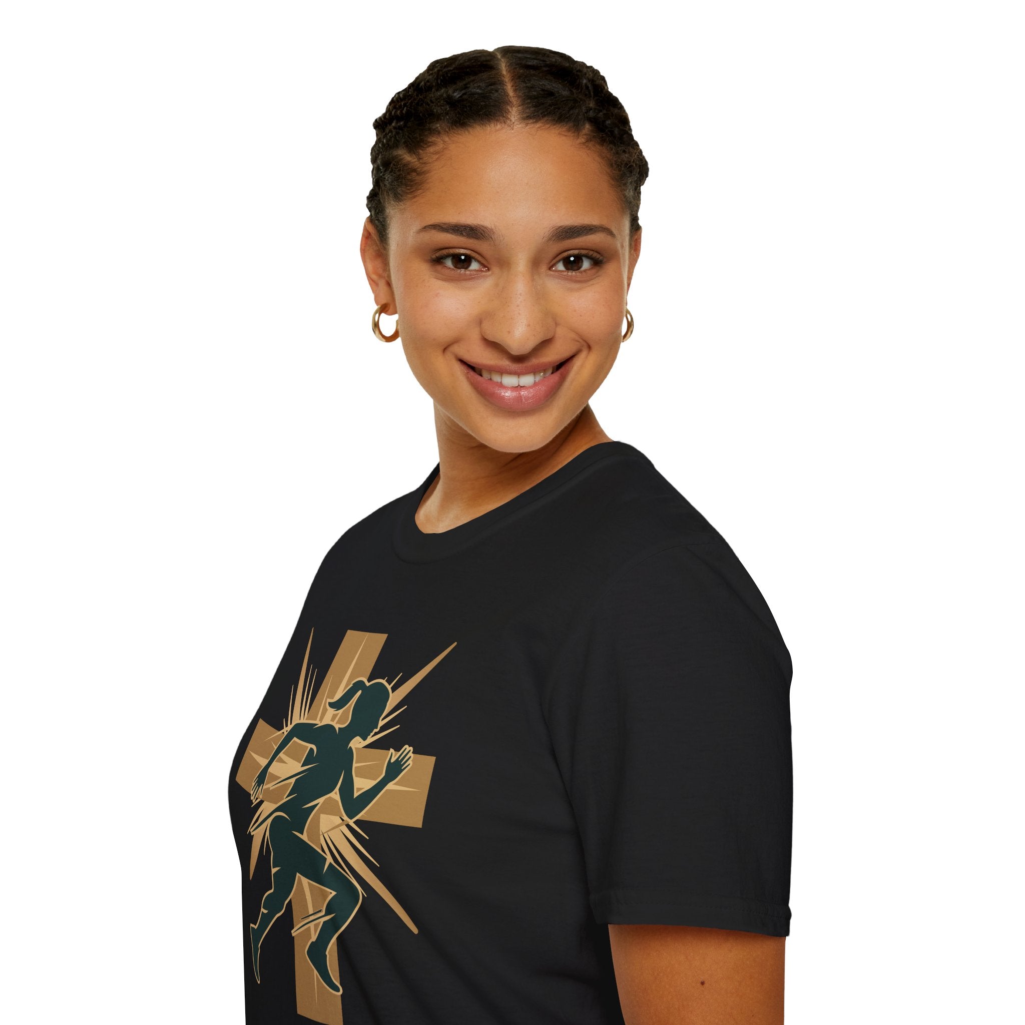 Cross Running Girl Christian Runner T-Shirt
